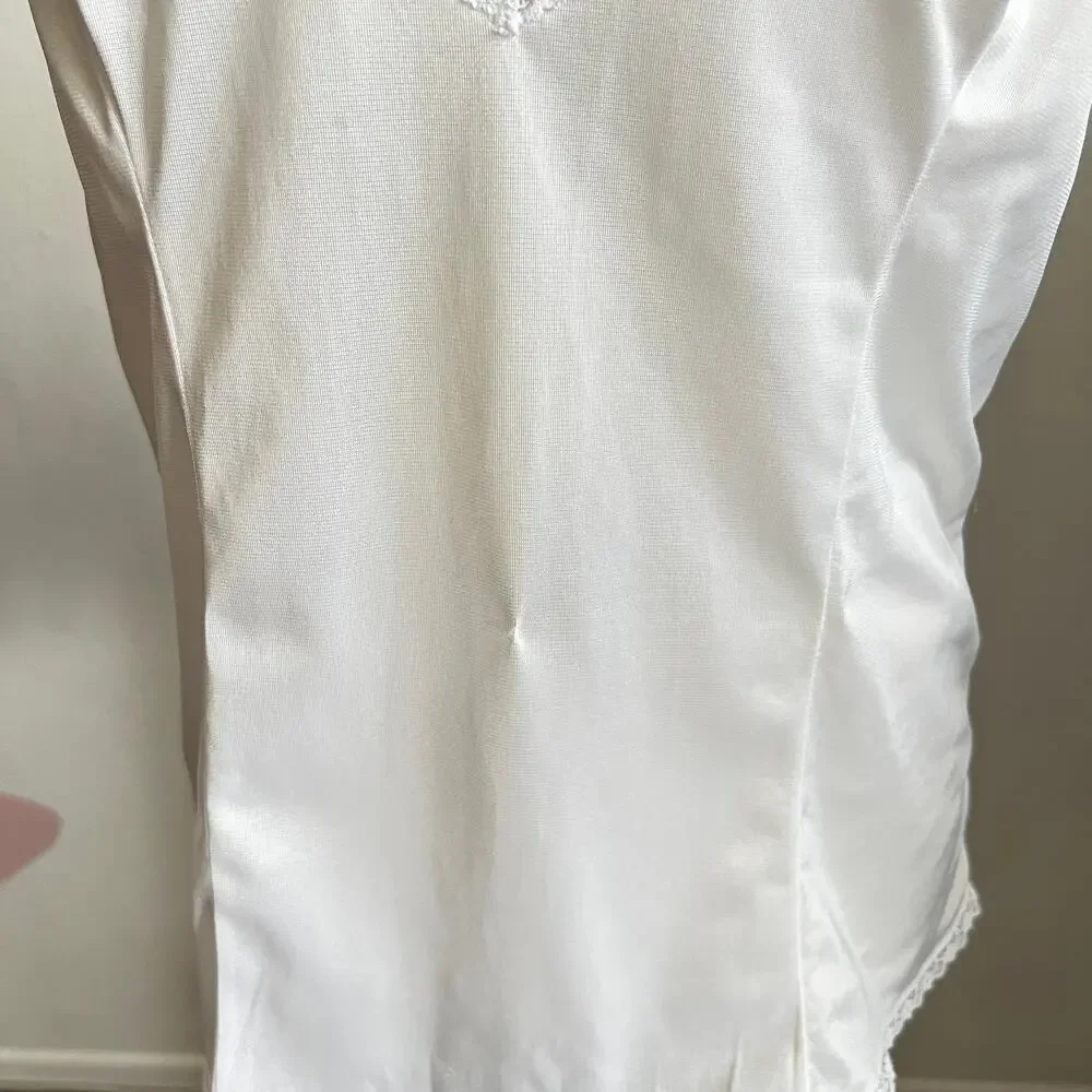 Vintage White Lace Trim Tank Top,‎ Coquette Balletcore Y2K Lingerie Bridal Large
